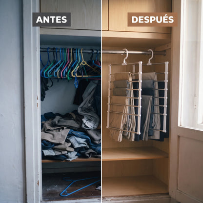 Armario antes y después de usar la percha Ulevora