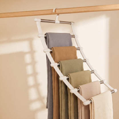 Percha organizadora Ulevora 6 en 1 con pantalones colgados
